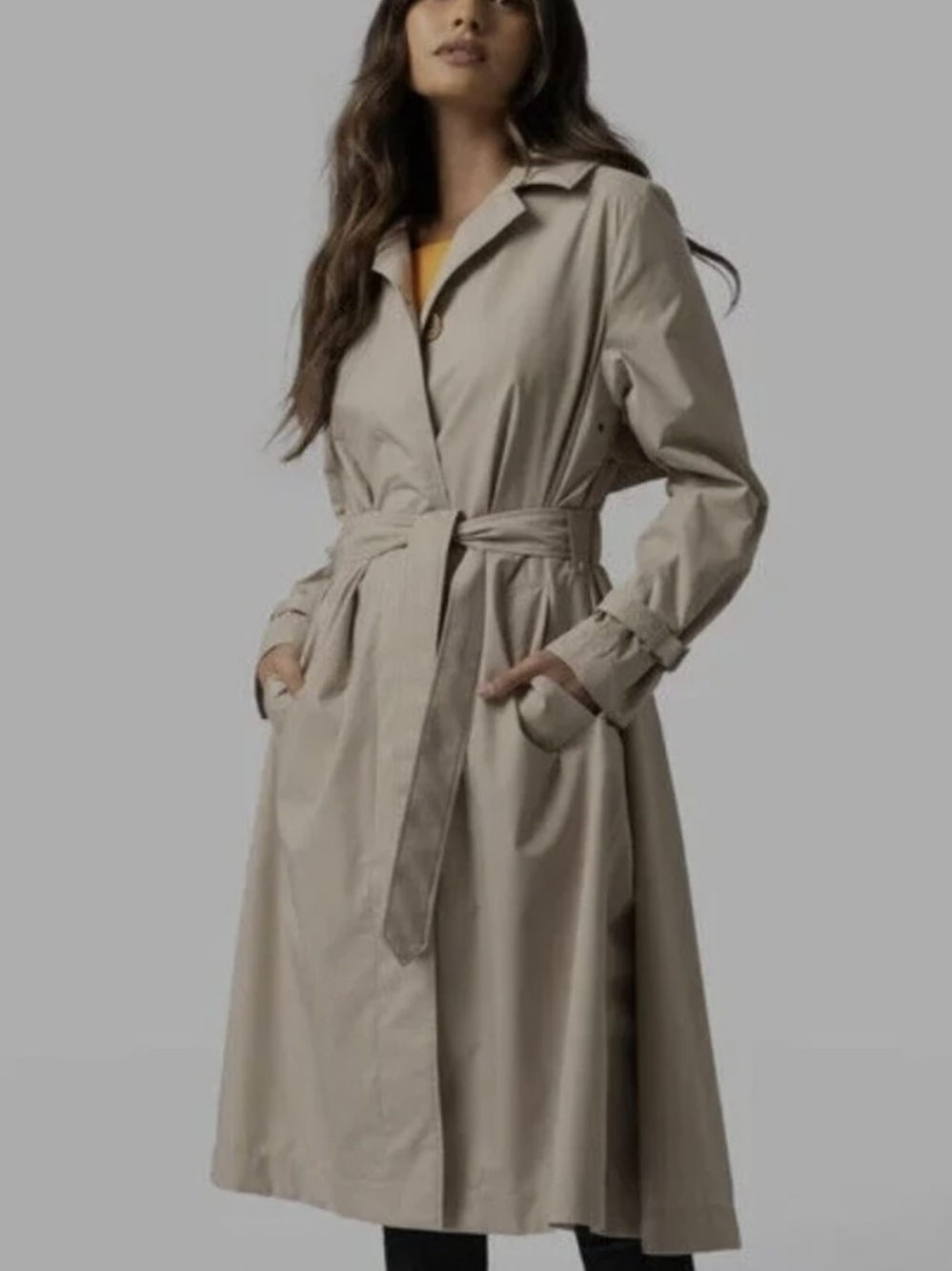 Saint + Sofia Classic Beige Trench Coat with Belt